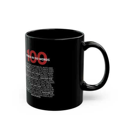 Fitness in 100 Words Black Mug