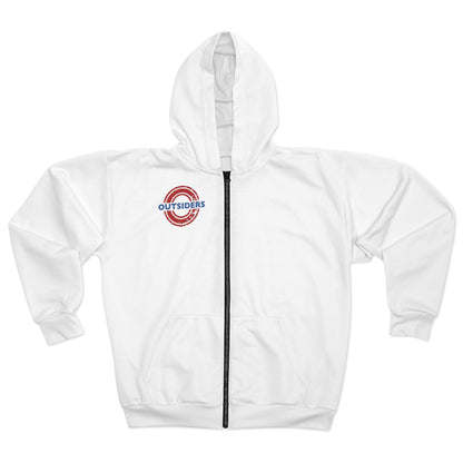 White Logo Zip Hoodie