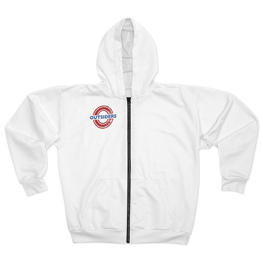 White Logo Zip Hoodie